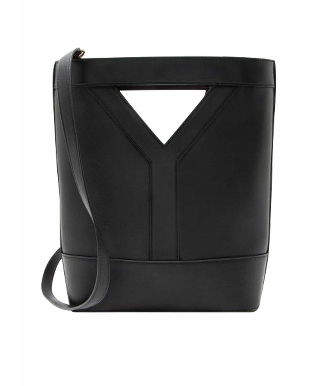SAINT LAURENT Черная кожаная сумка тоут, фото 1