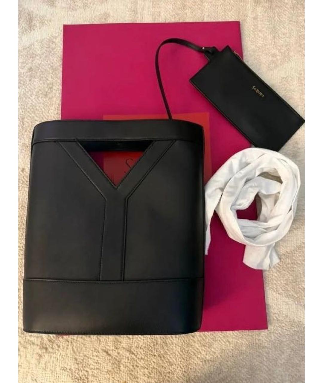 SAINT LAURENT Черная кожаная сумка тоут, фото 3