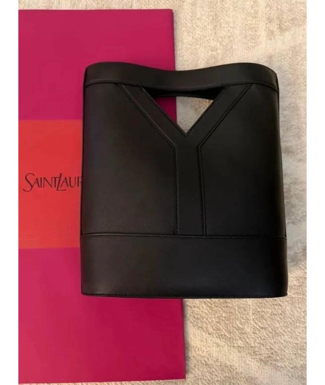 SAINT LAURENT Черная кожаная сумка тоут, фото 2