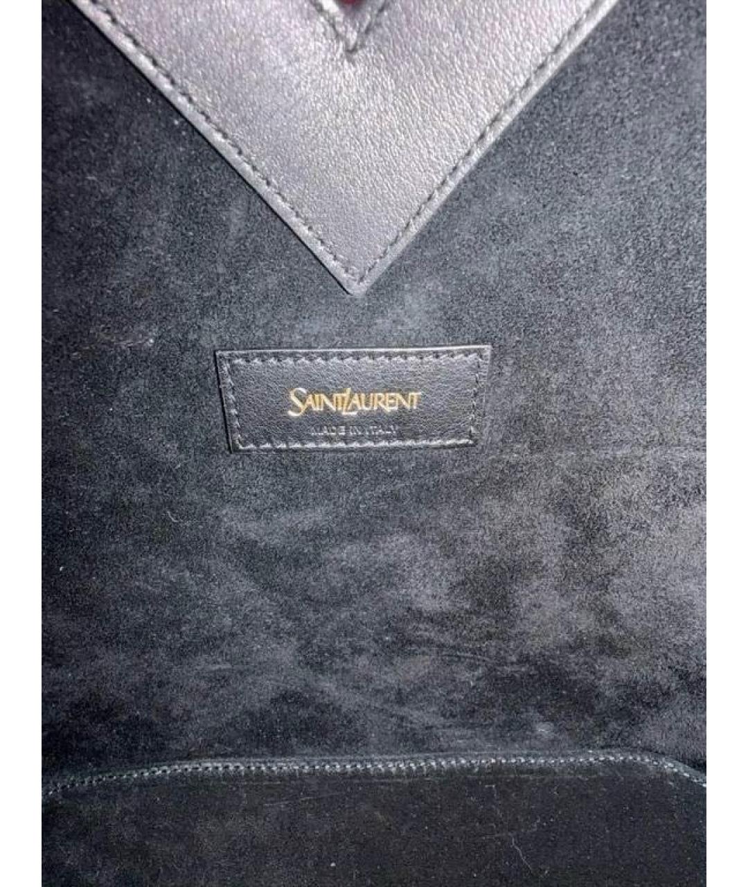 SAINT LAURENT Черная кожаная сумка тоут, фото 5
