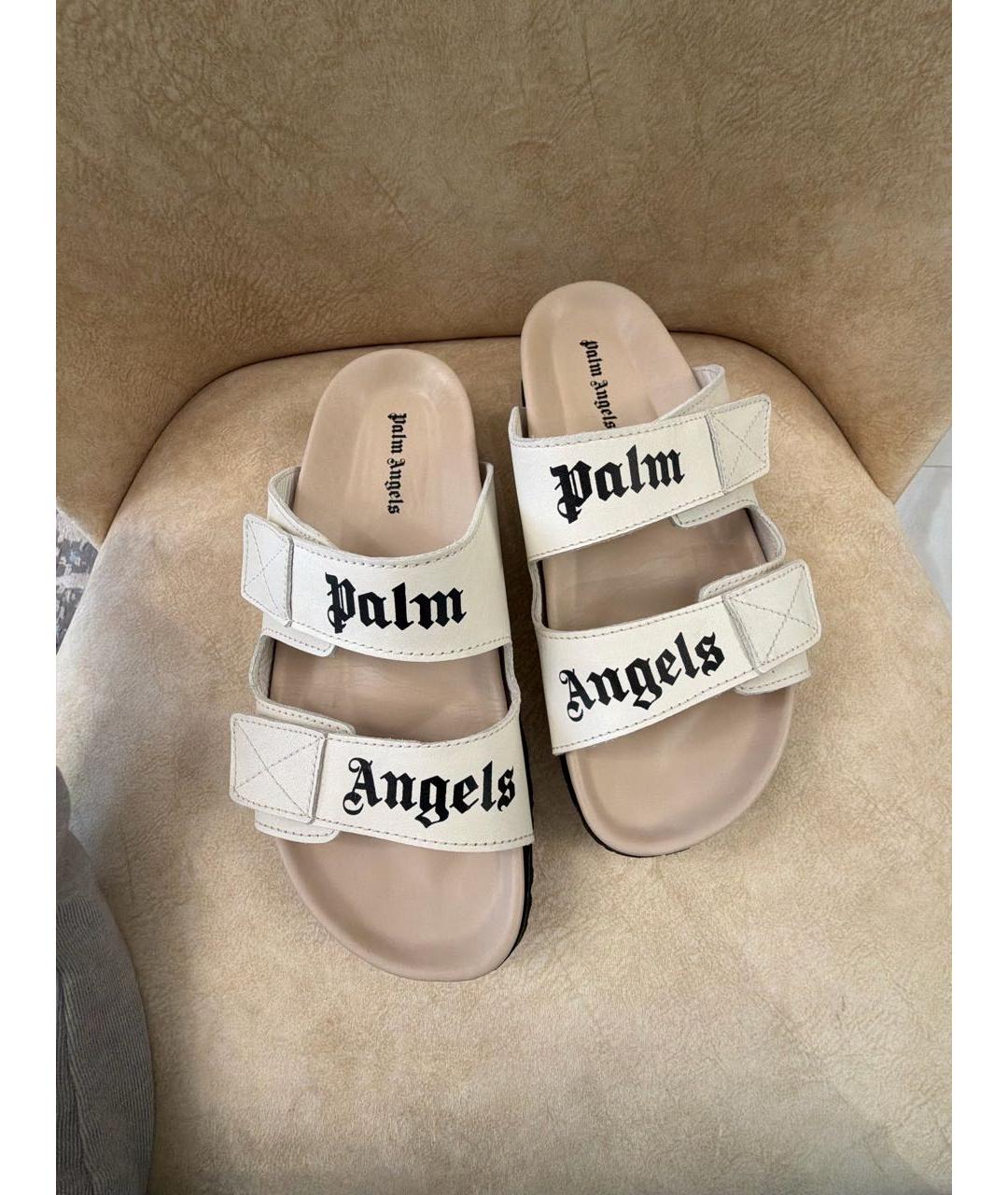 PALM ANGELS Бежевые кожаные сандалии, фото 4