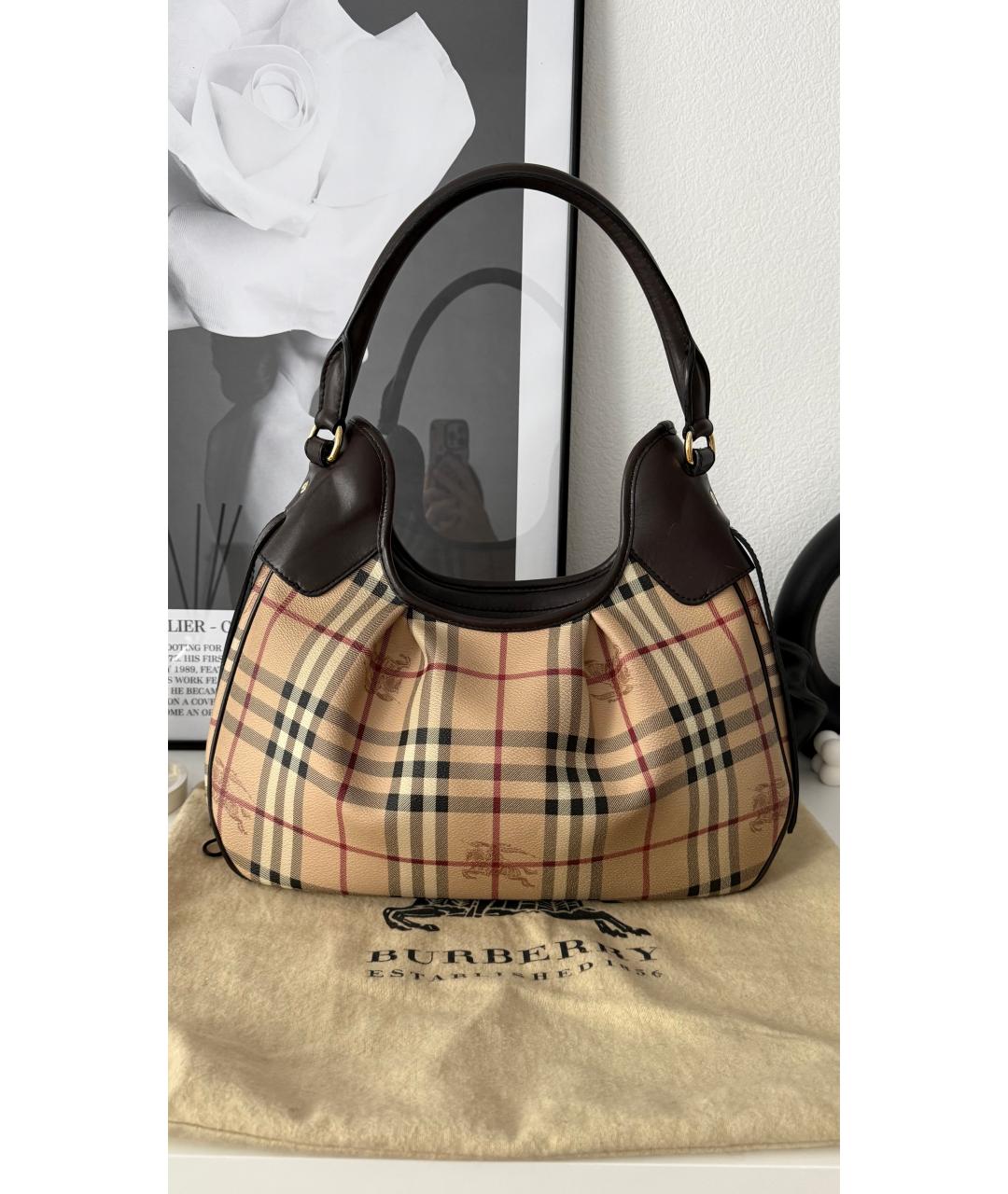 BURBERRY Коричневая кожаная сумка через плечо, фото 7