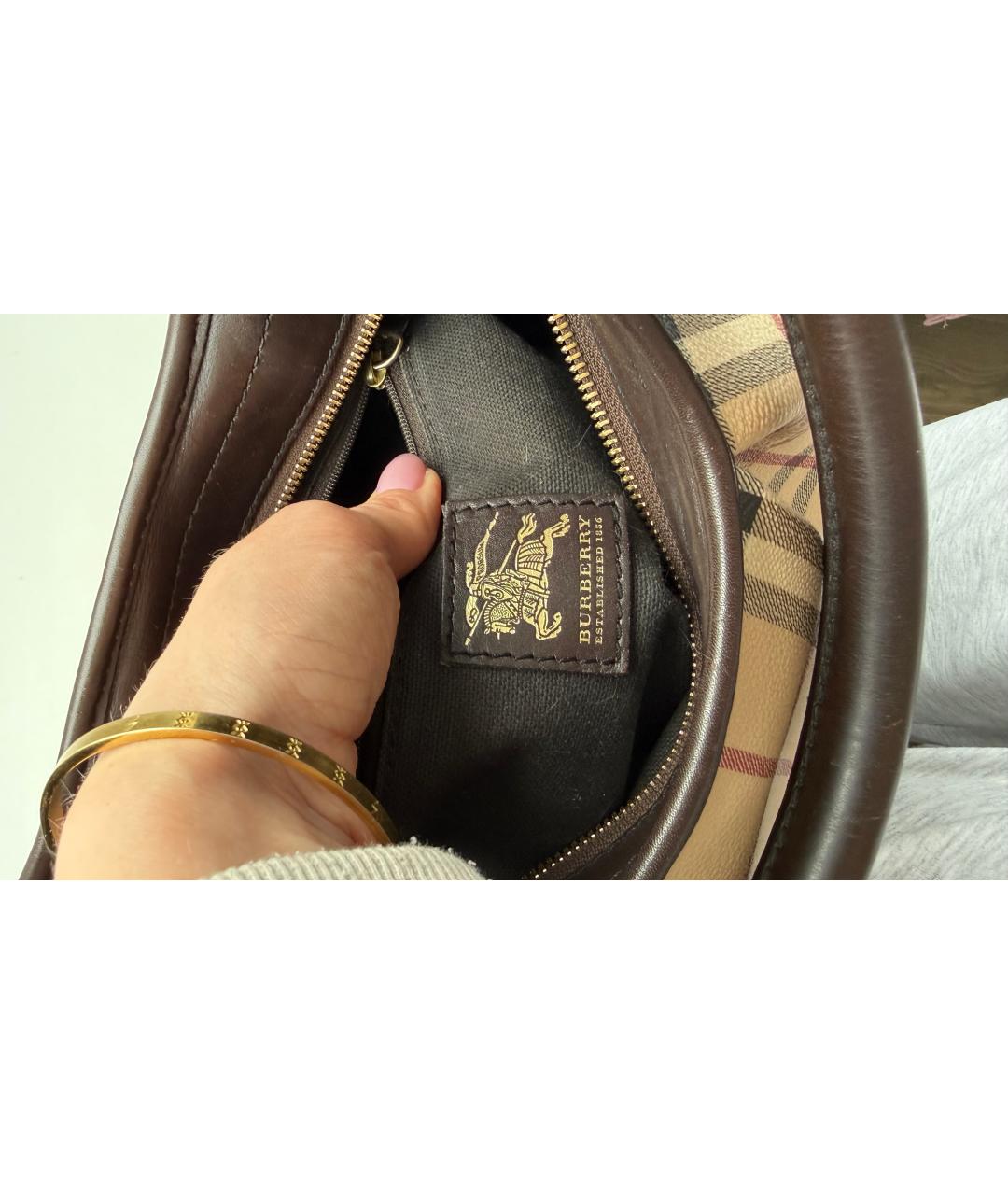 BURBERRY Коричневая кожаная сумка через плечо, фото 5