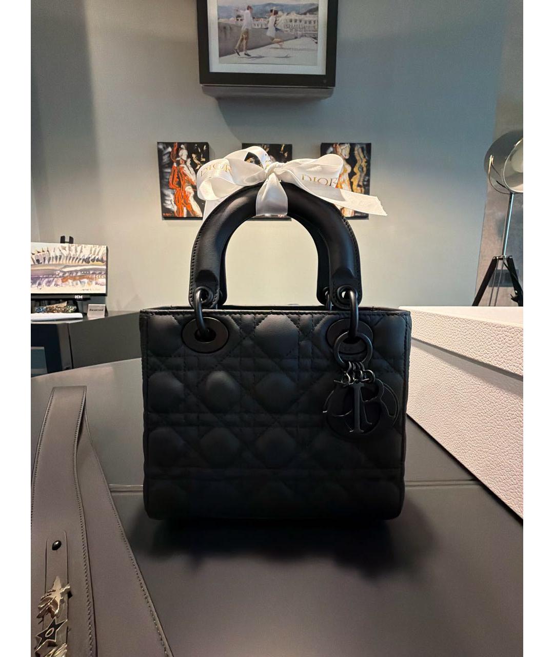 CHRISTIAN DIOR Черная кожаная сумка с короткими ручками, фото 8