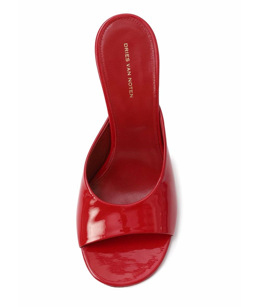 DRIES VAN NOTEN Бордовые мюли из лакированной кожи, фото 3