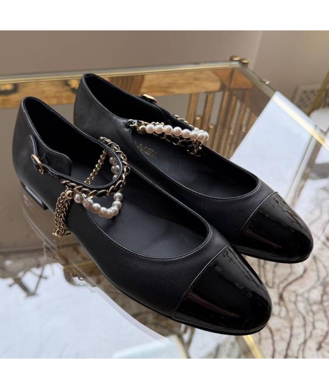 CHANEL Черные кожаные балетки, фото 2