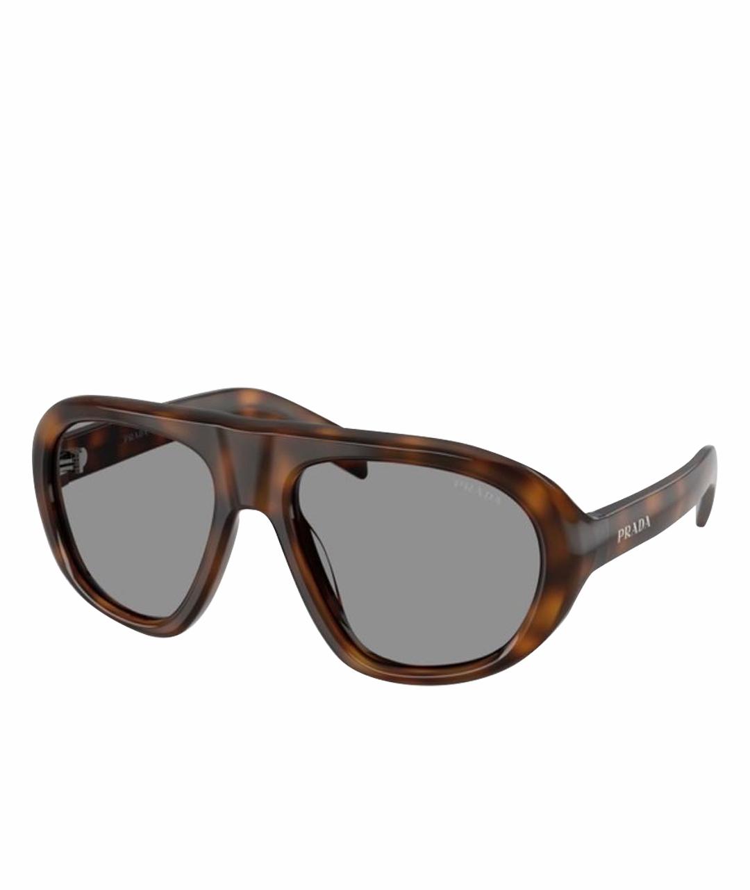 PRADA Коричневые пластиковые солнцезащитные очки, фото 1