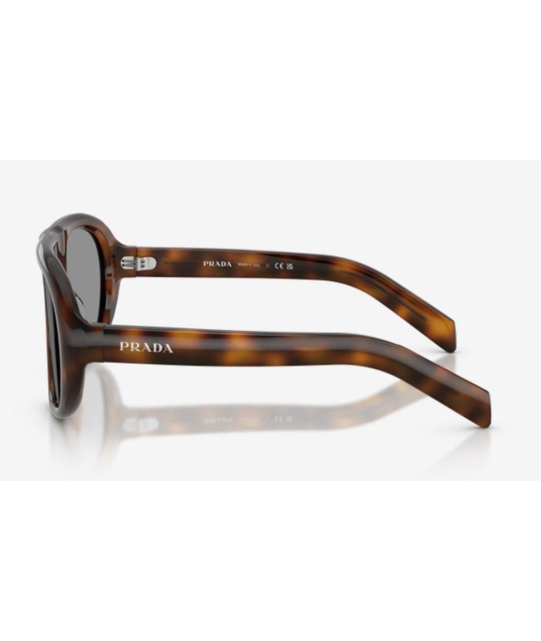 PRADA Коричневые пластиковые солнцезащитные очки, фото 3