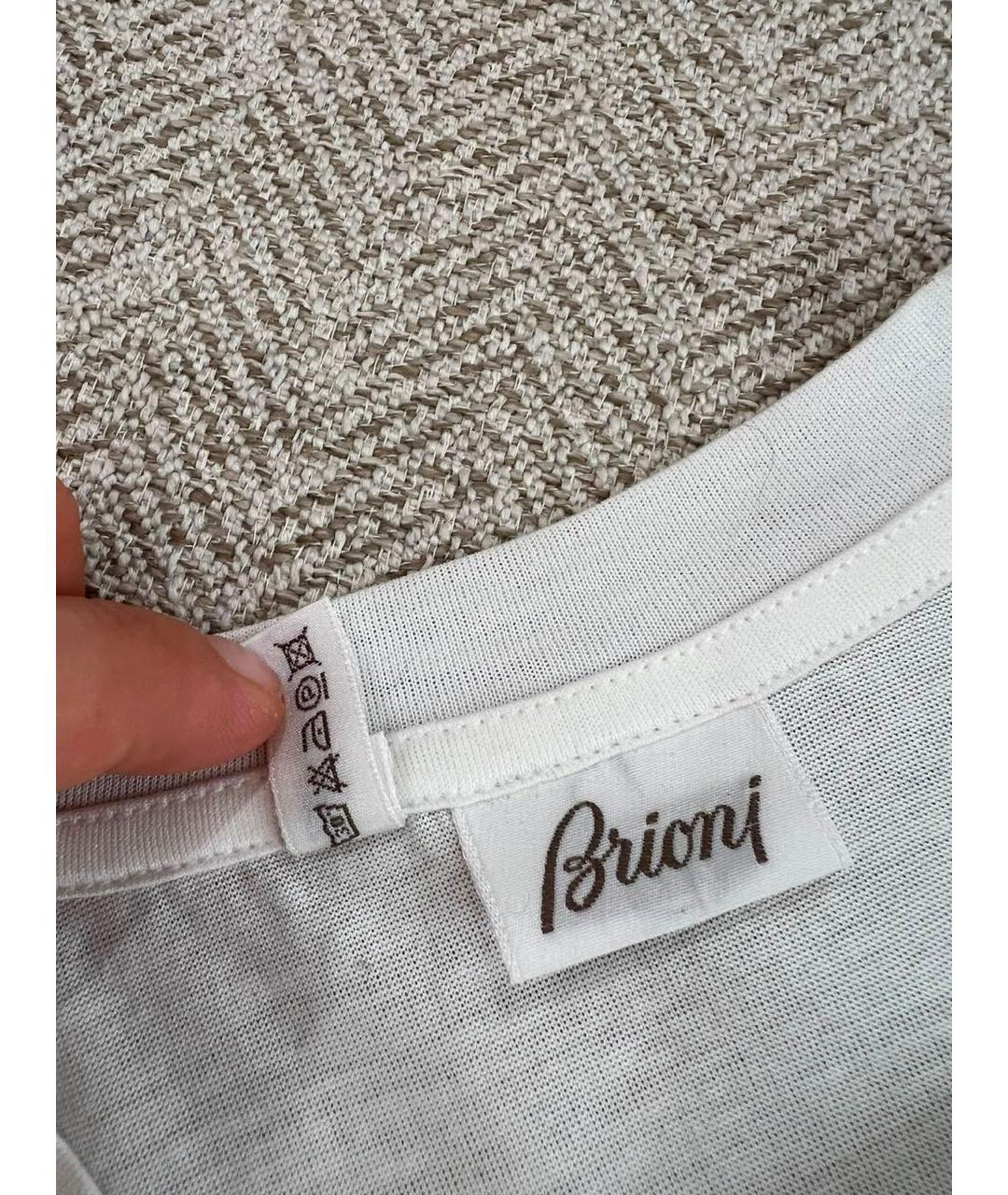 BRIONI Белая хлопковая футболка, фото 7