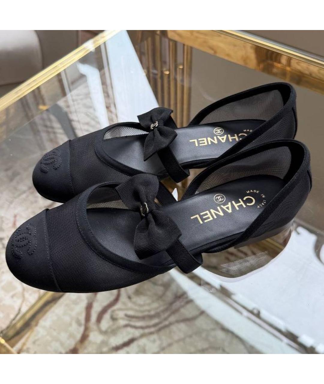 CHANEL Черные текстильные балетки, фото 3