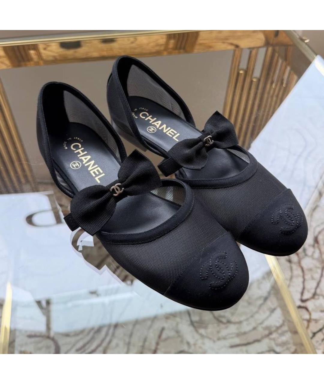 CHANEL Черные текстильные балетки, фото 2