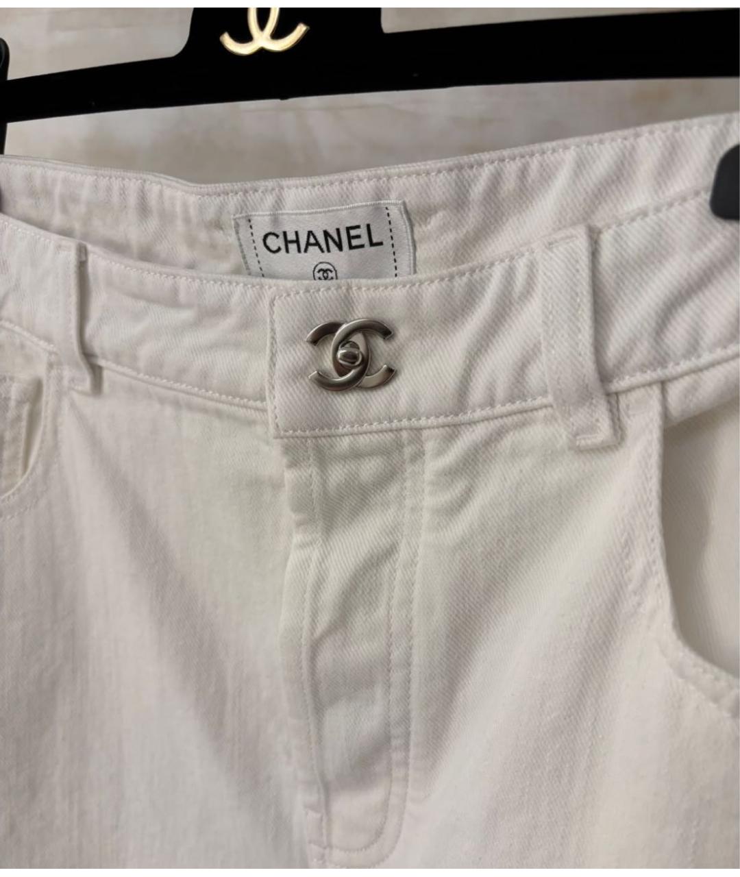 CHANEL Белые хлопковые джинсы слим, фото 3