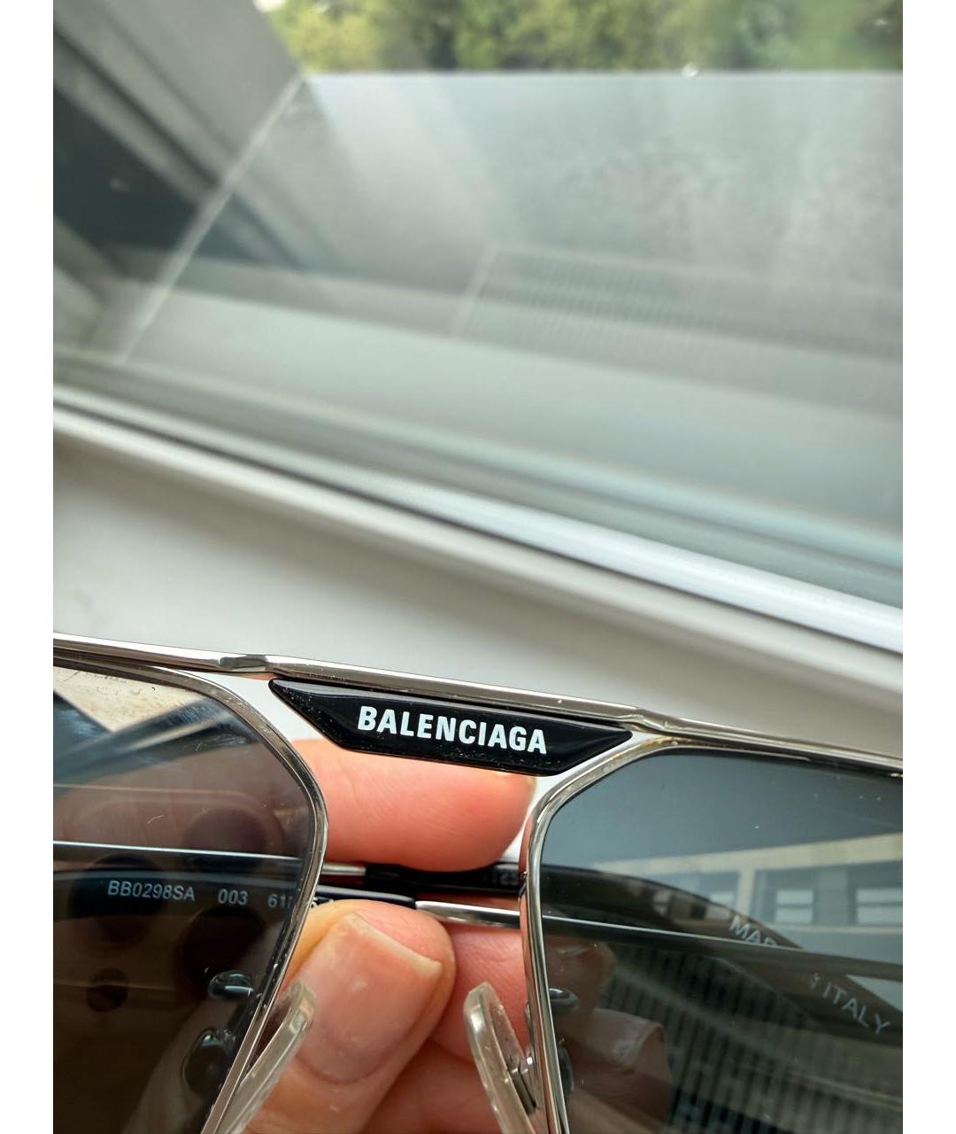 BALENCIAGA Антрацитовые металлические солнцезащитные очки, фото 3