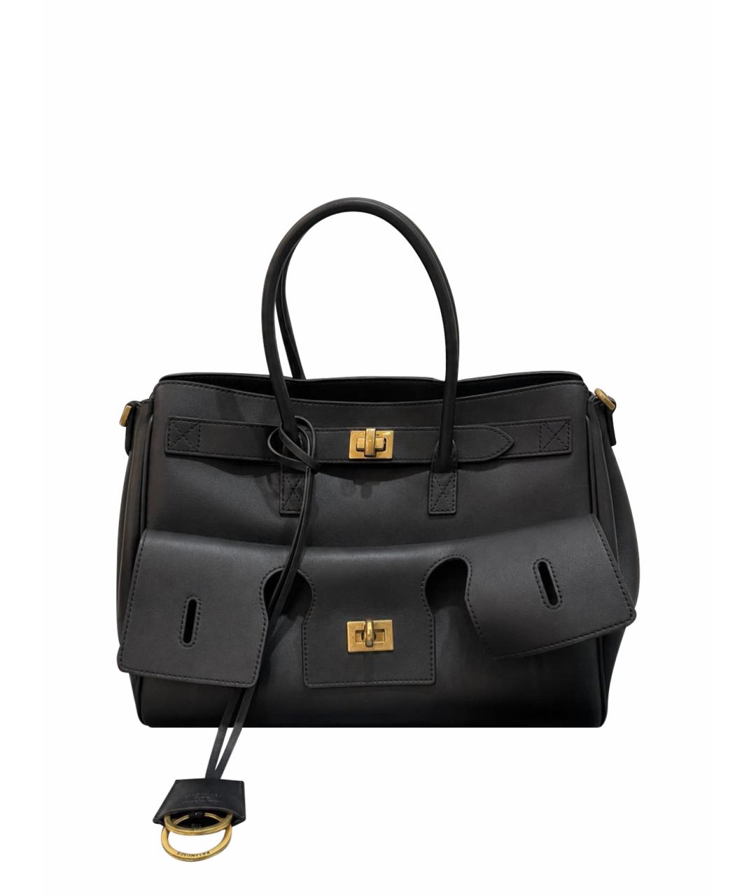 BALENCIAGA Черная кожаная сумка с короткими ручками, фото 1