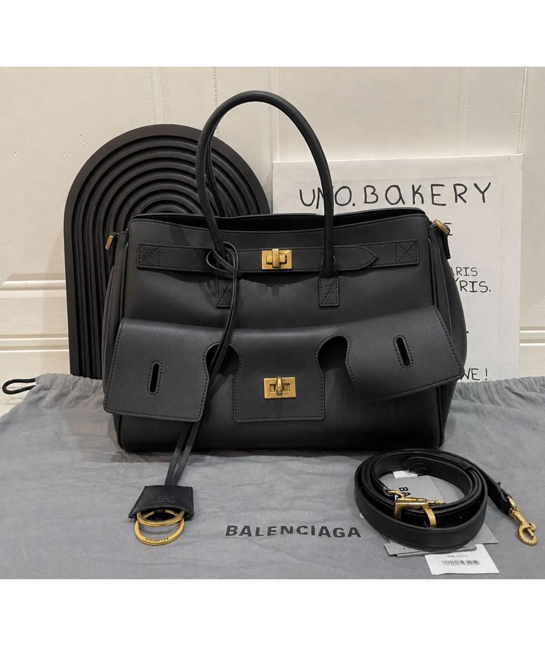 BALENCIAGA Черная кожаная сумка с короткими ручками, фото 8