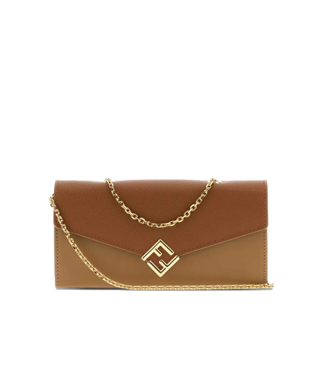 FENDI Коричневая кожаная сумка через плечо, фото 7
