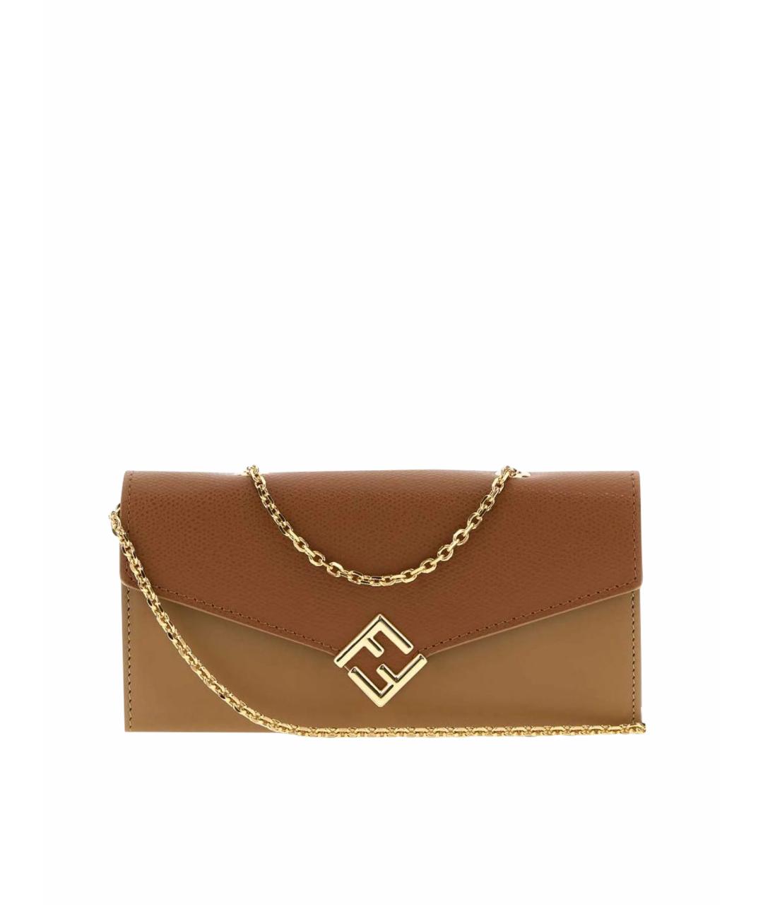 FENDI Коричневая кожаная сумка через плечо, фото 1