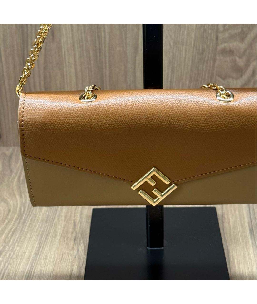 FENDI Коричневая кожаная сумка через плечо, фото 6
