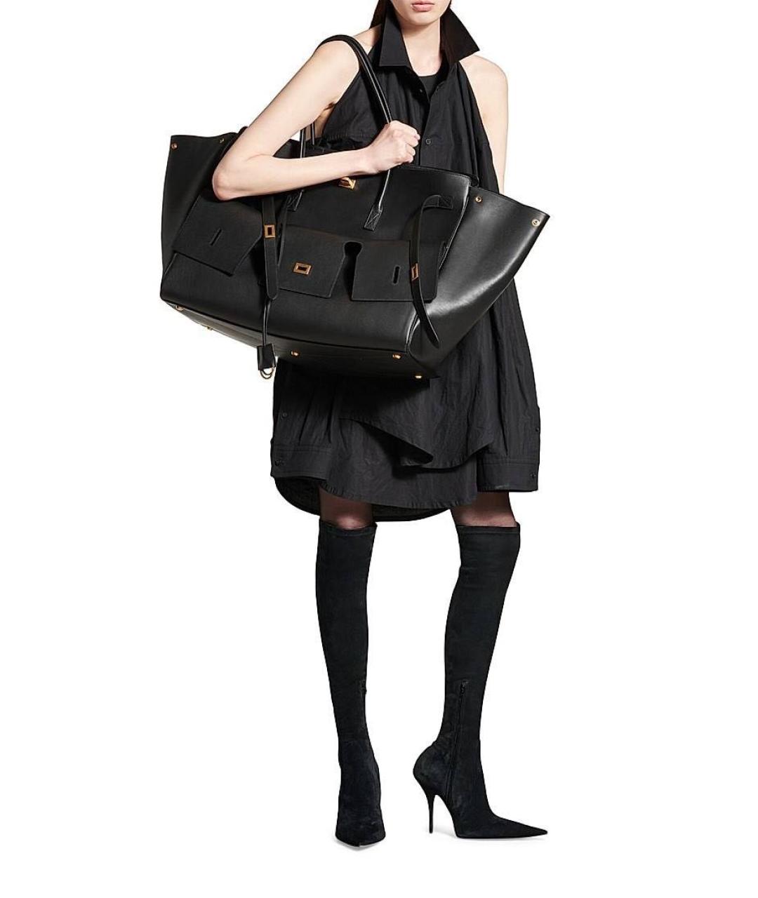 BALENCIAGA Черная кожаная сумка с короткими ручками, фото 7