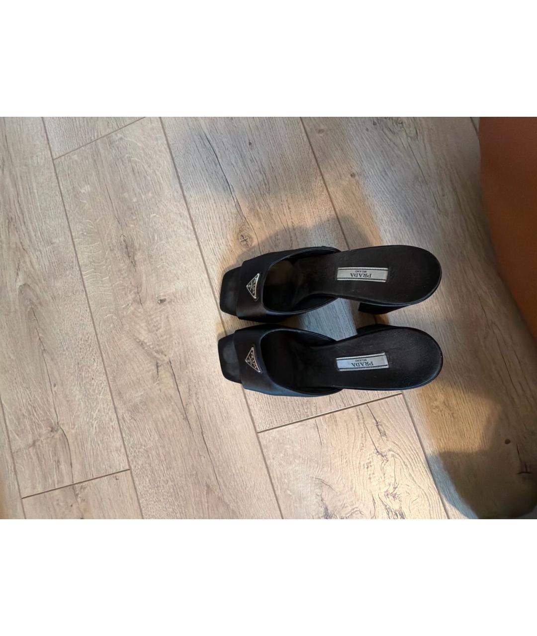 PRADA Черные текстильные мюли, фото 3