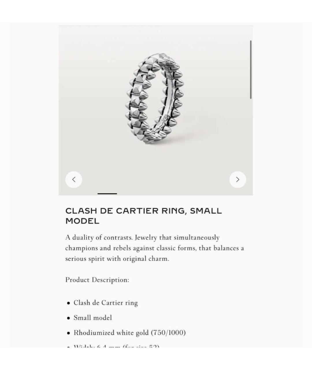 CARTIER Белое кольцо из белого золота, фото 3