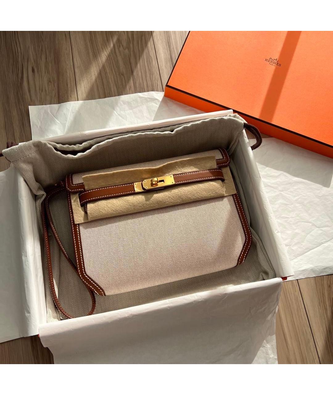 HERMES Коричневая кожаная барсетка, фото 3