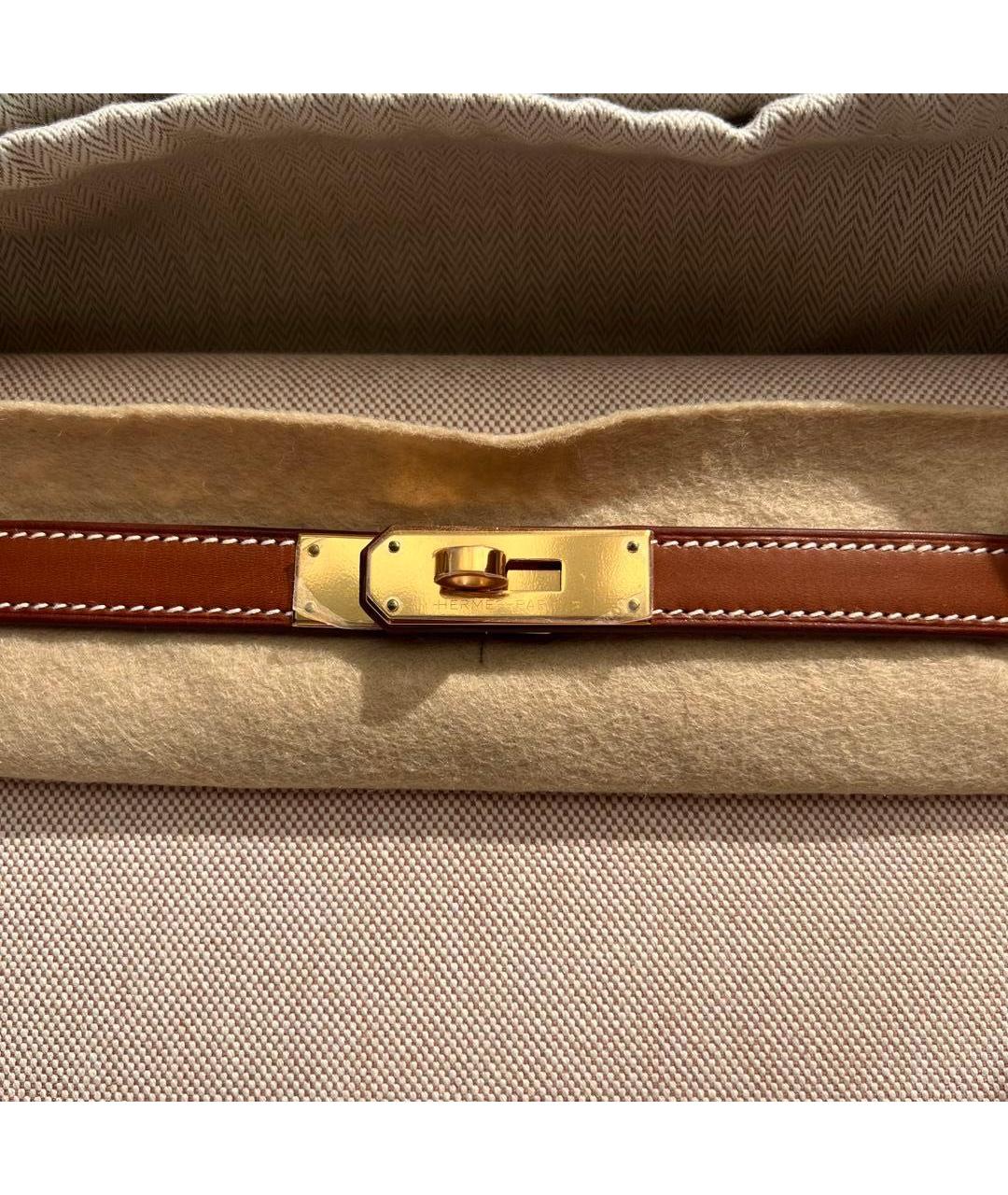 HERMES Коричневая кожаная барсетка, фото 5