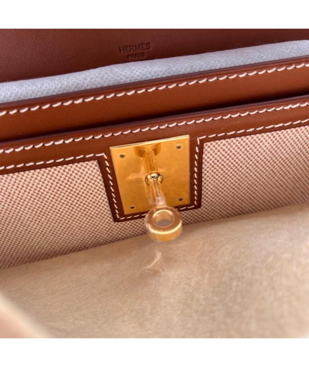 HERMES Коричневая кожаная барсетка, фото 8