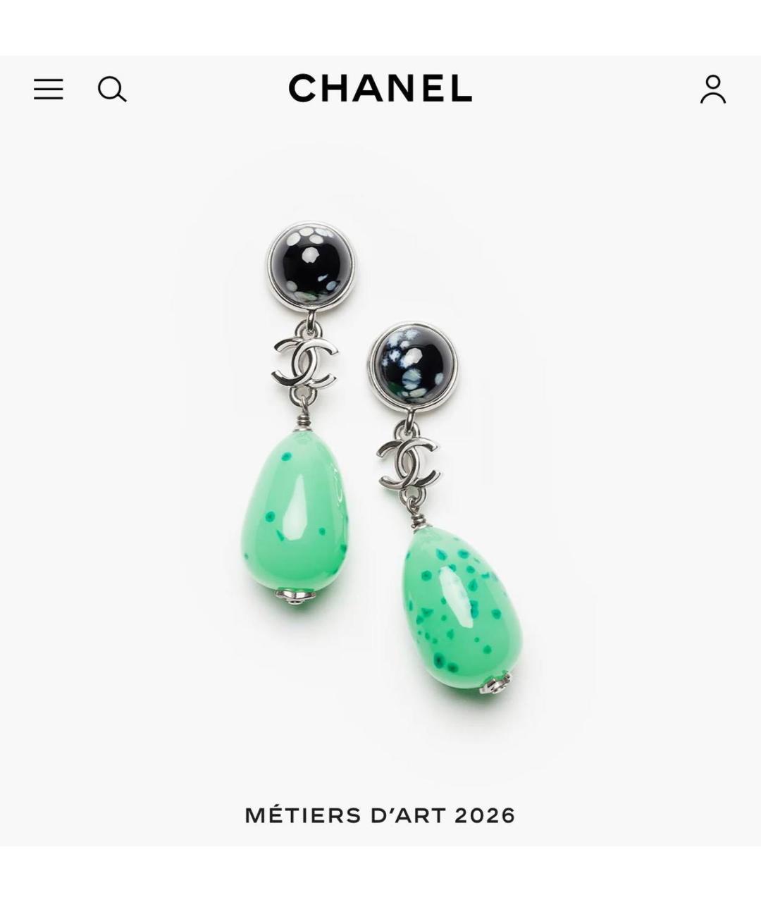 CHANEL Зеленые керамические серьги, фото 4