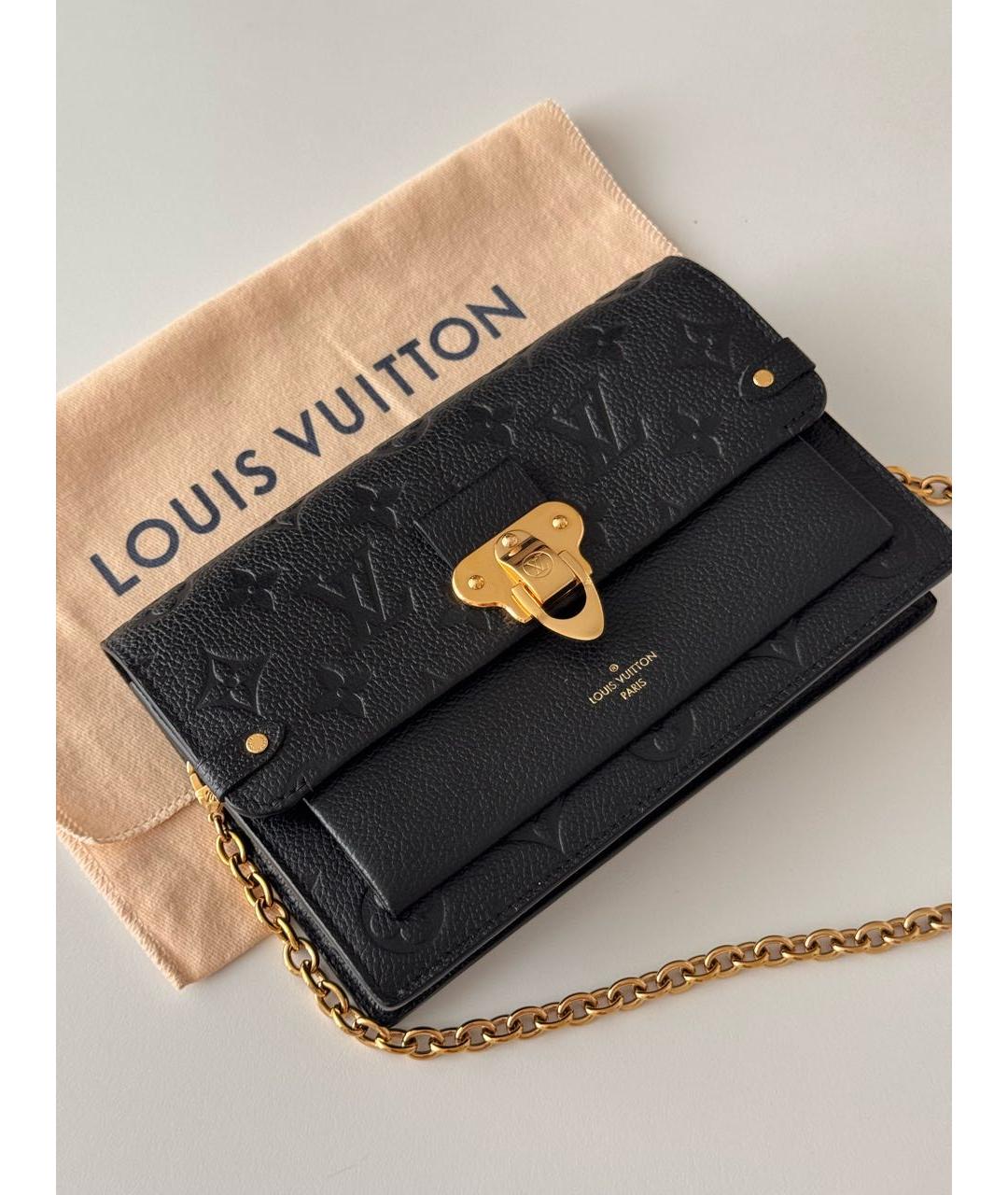 LOUIS VUITTON Черная кожаная сумка через плечо, фото 2