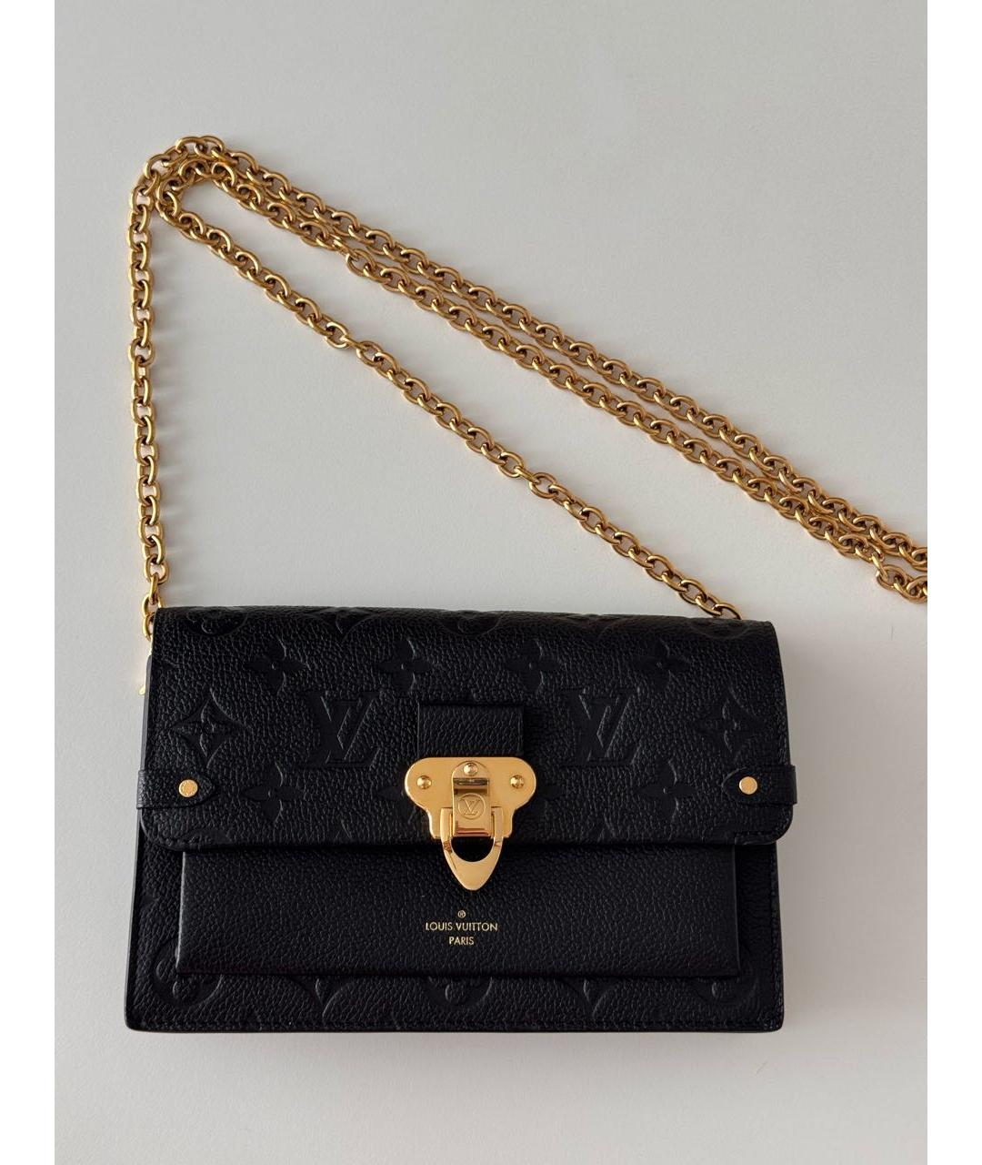 LOUIS VUITTON Черная кожаная сумка через плечо, фото 9