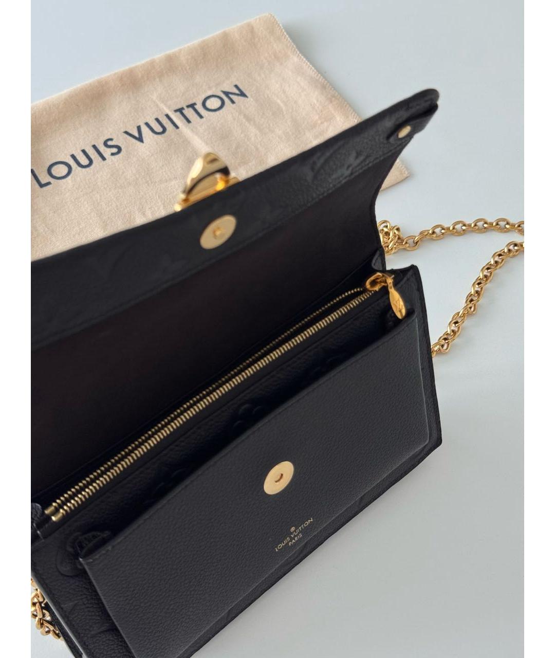 LOUIS VUITTON Черная кожаная сумка через плечо, фото 8