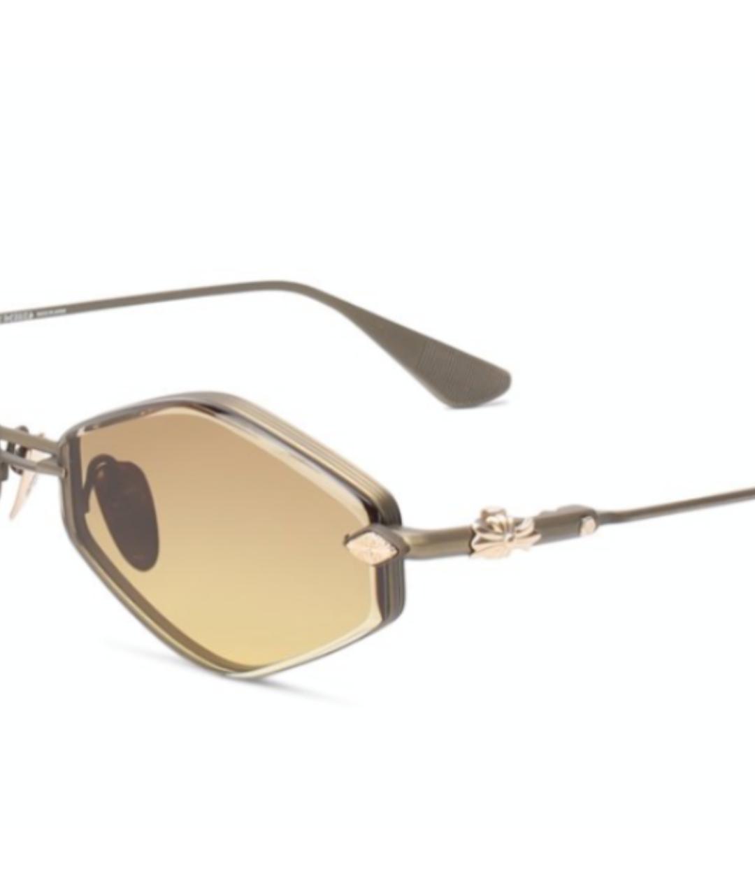 CHROME HEARTS Горчичные металлические солнцезащитные очки, фото 3