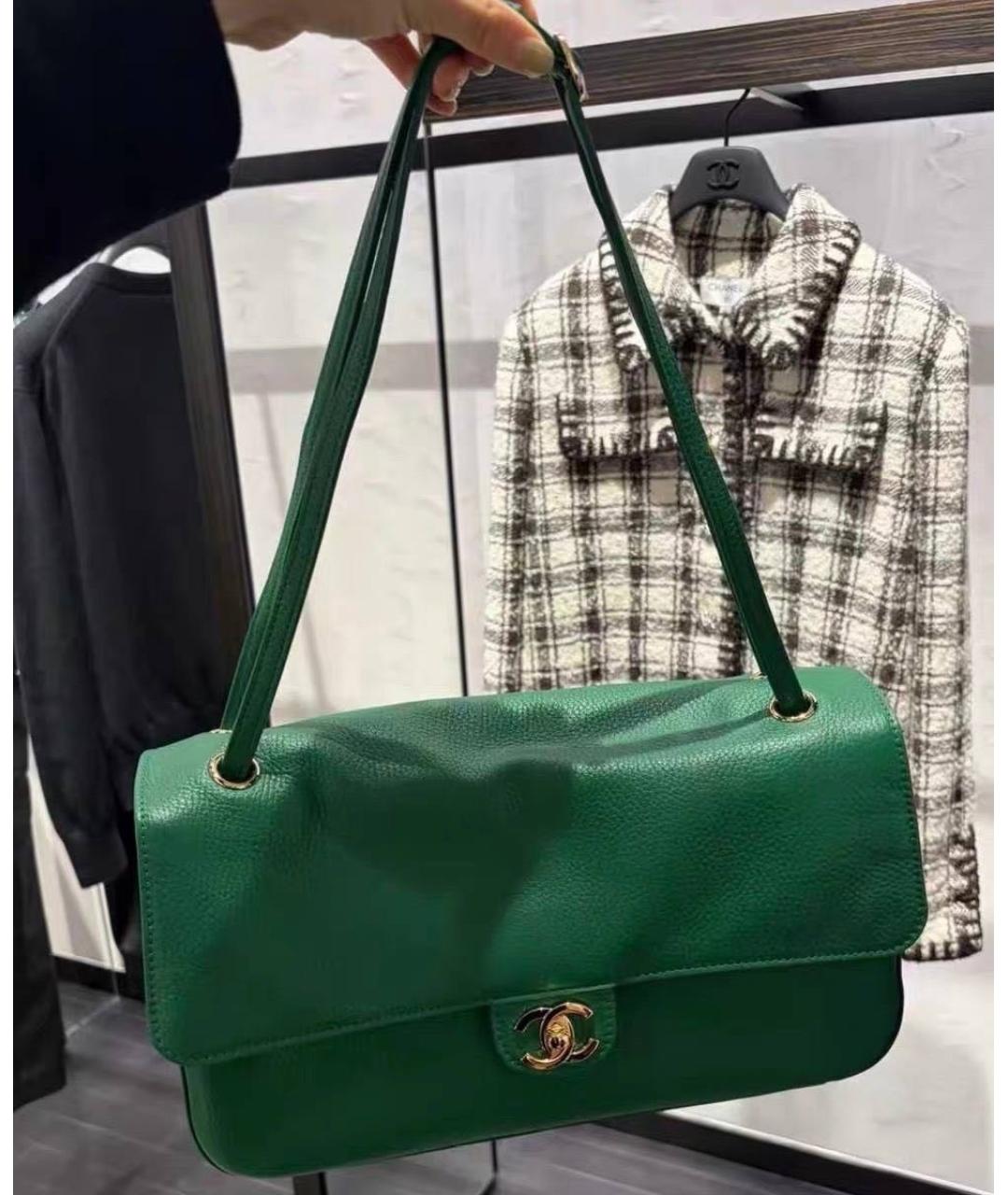 CHANEL Зеленая кожаная сумка через плечо, фото 4