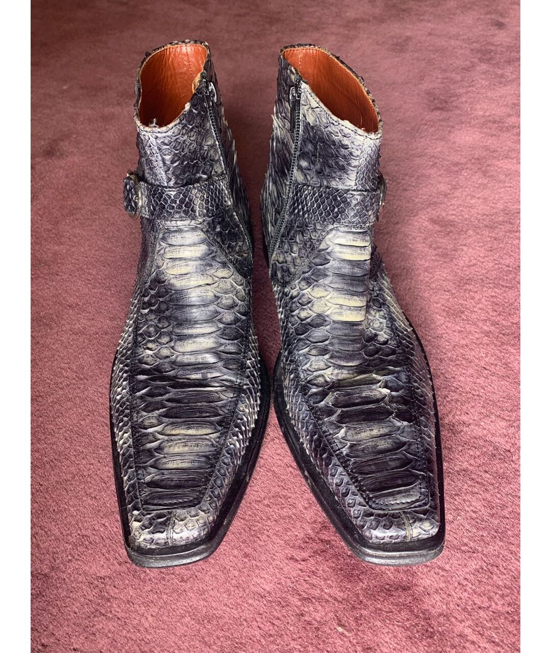 ALBERTO GUARDIANI Антрацитовые высокие ботинки из экзотической кожи, фото 2