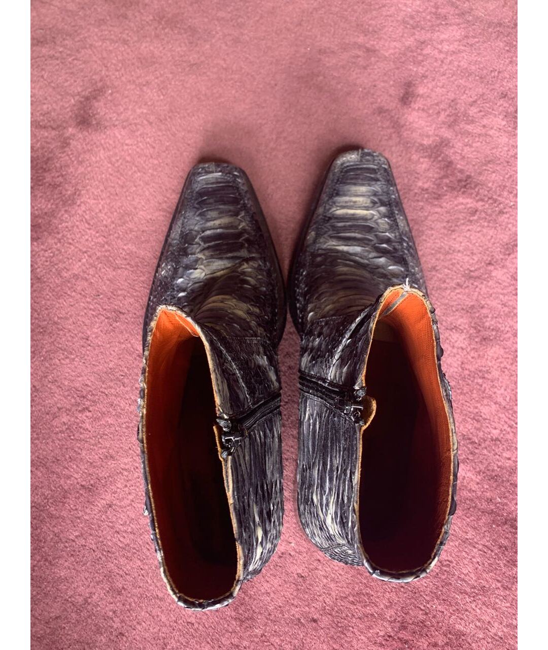 ALBERTO GUARDIANI Антрацитовые высокие ботинки из экзотической кожи, фото 3