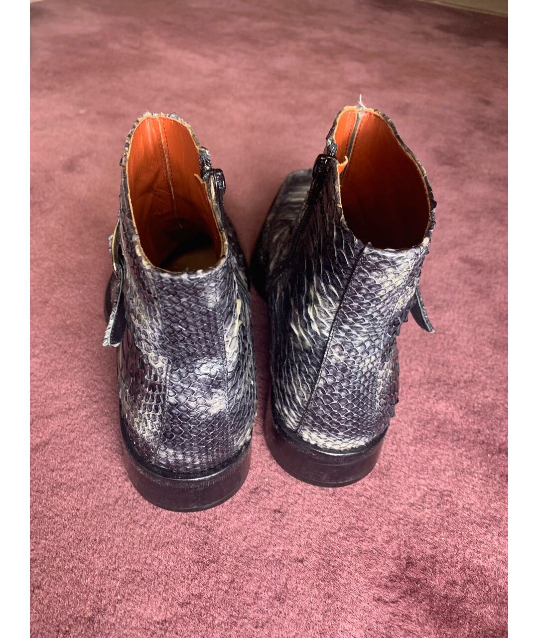 ALBERTO GUARDIANI Антрацитовые высокие ботинки из экзотической кожи, фото 4