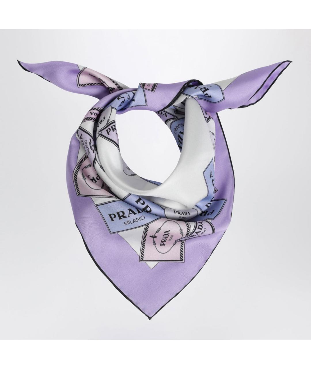 PRADA Фиолетовый шелковый платок, фото 5