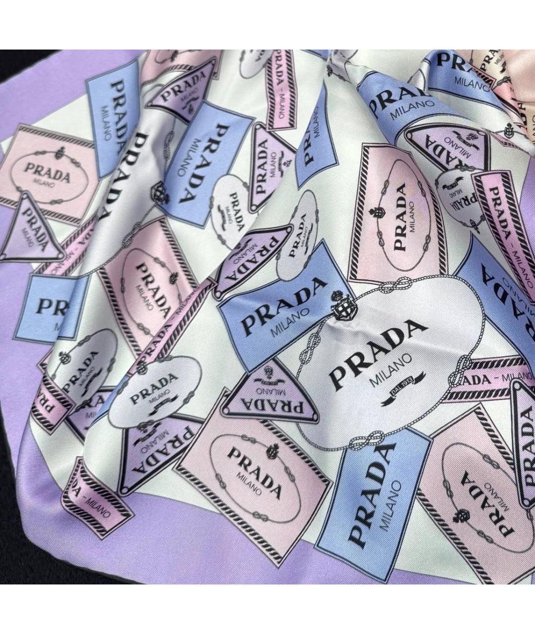PRADA Фиолетовый шелковый платок, фото 2