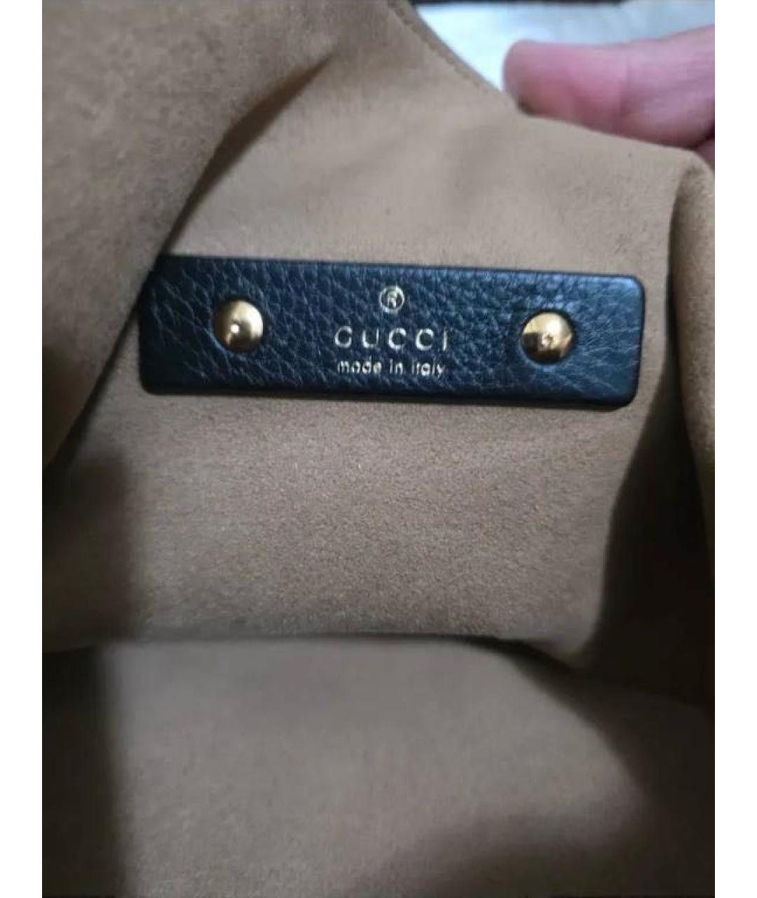 GUCCI Черная кожаная сумка через плечо, фото 5
