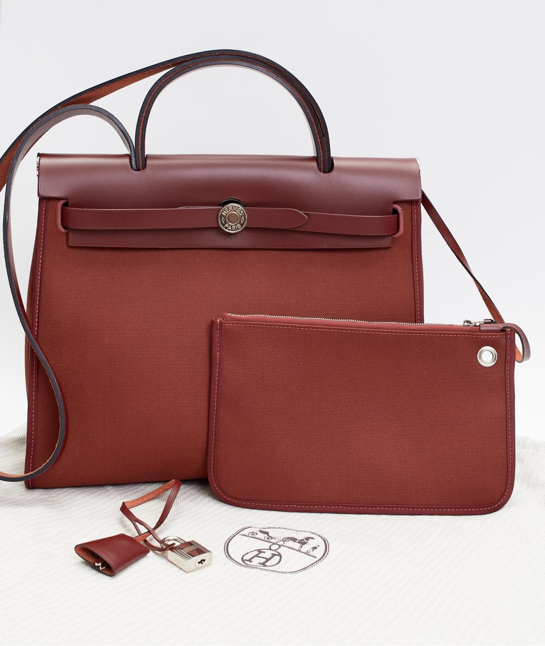 HERMES Коричневая тканевая сумка тоут, фото 6