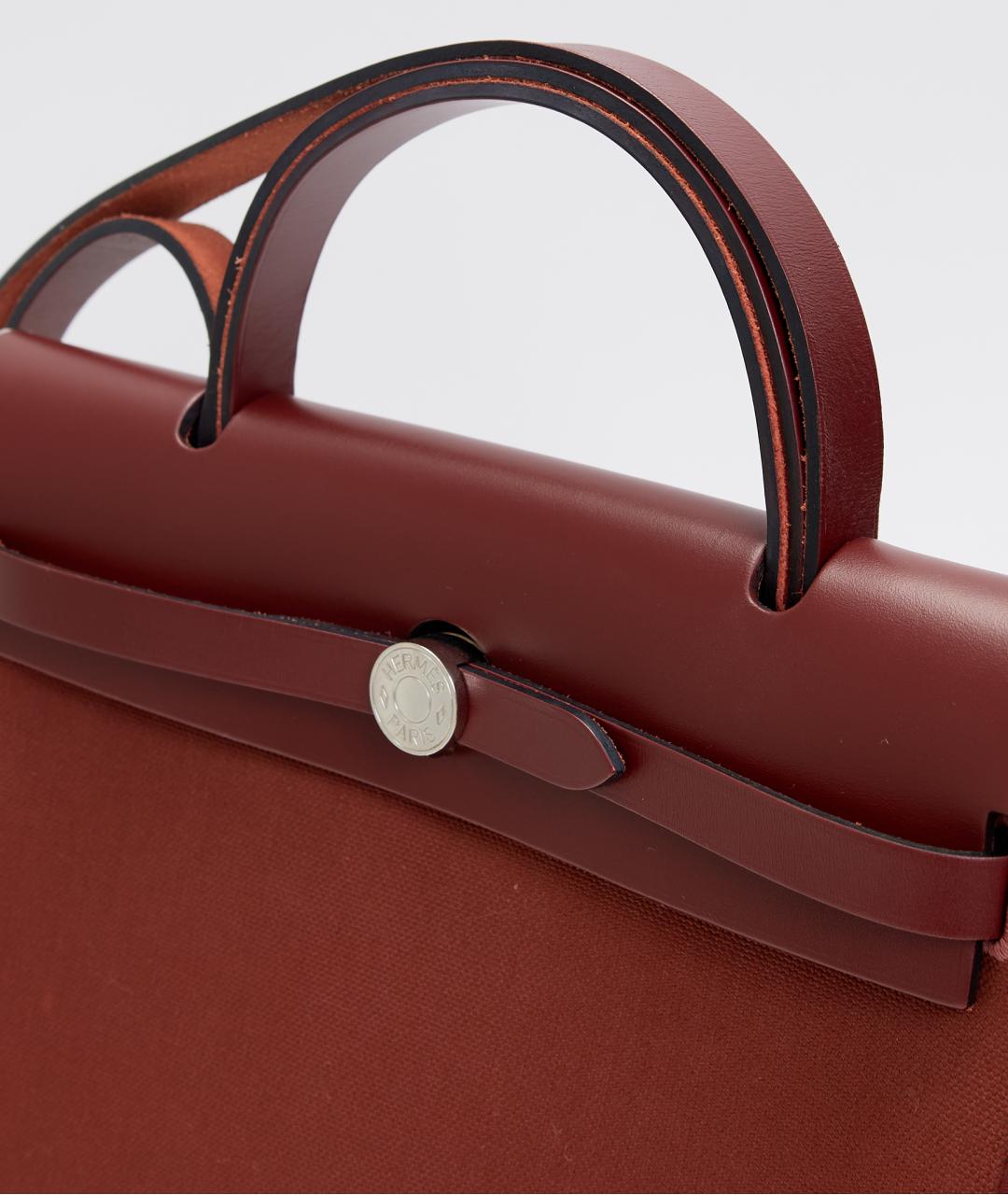HERMES Коричневая тканевая сумка тоут, фото 4