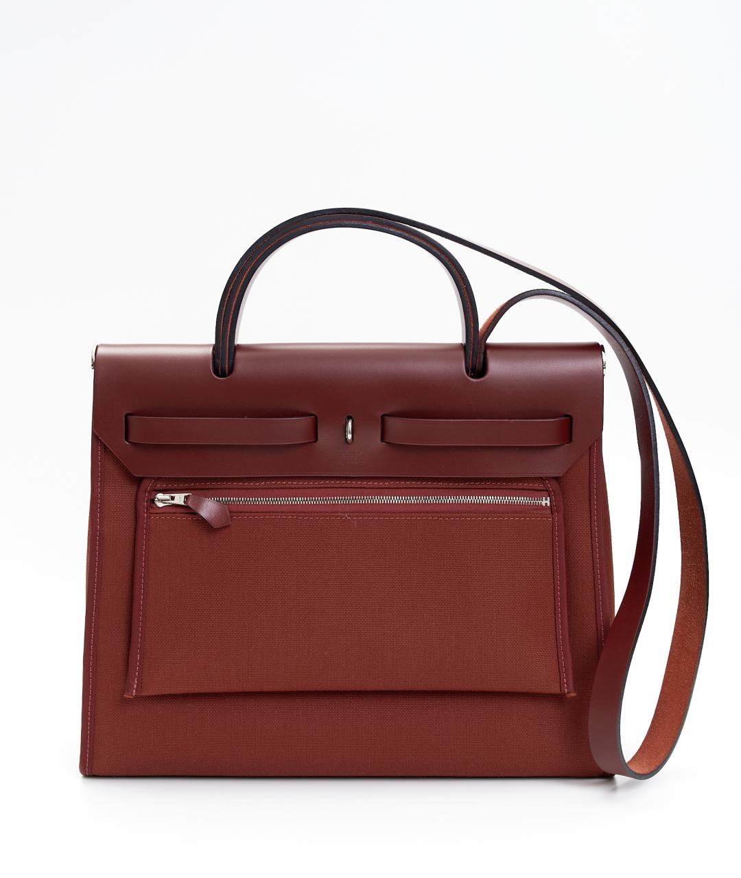 HERMES Коричневая тканевая сумка тоут, фото 3