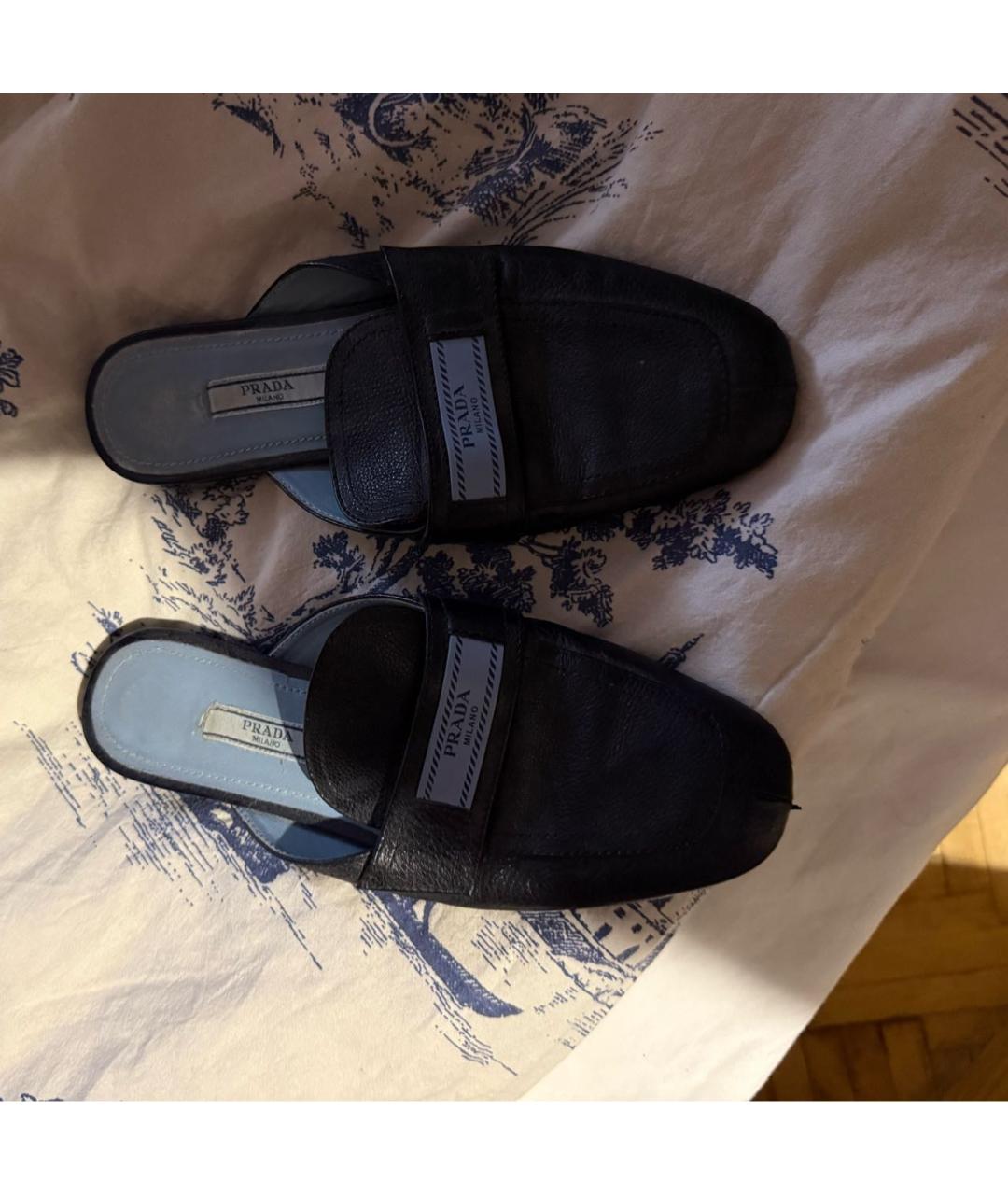 PRADA Черные кожаные мюли, фото 2