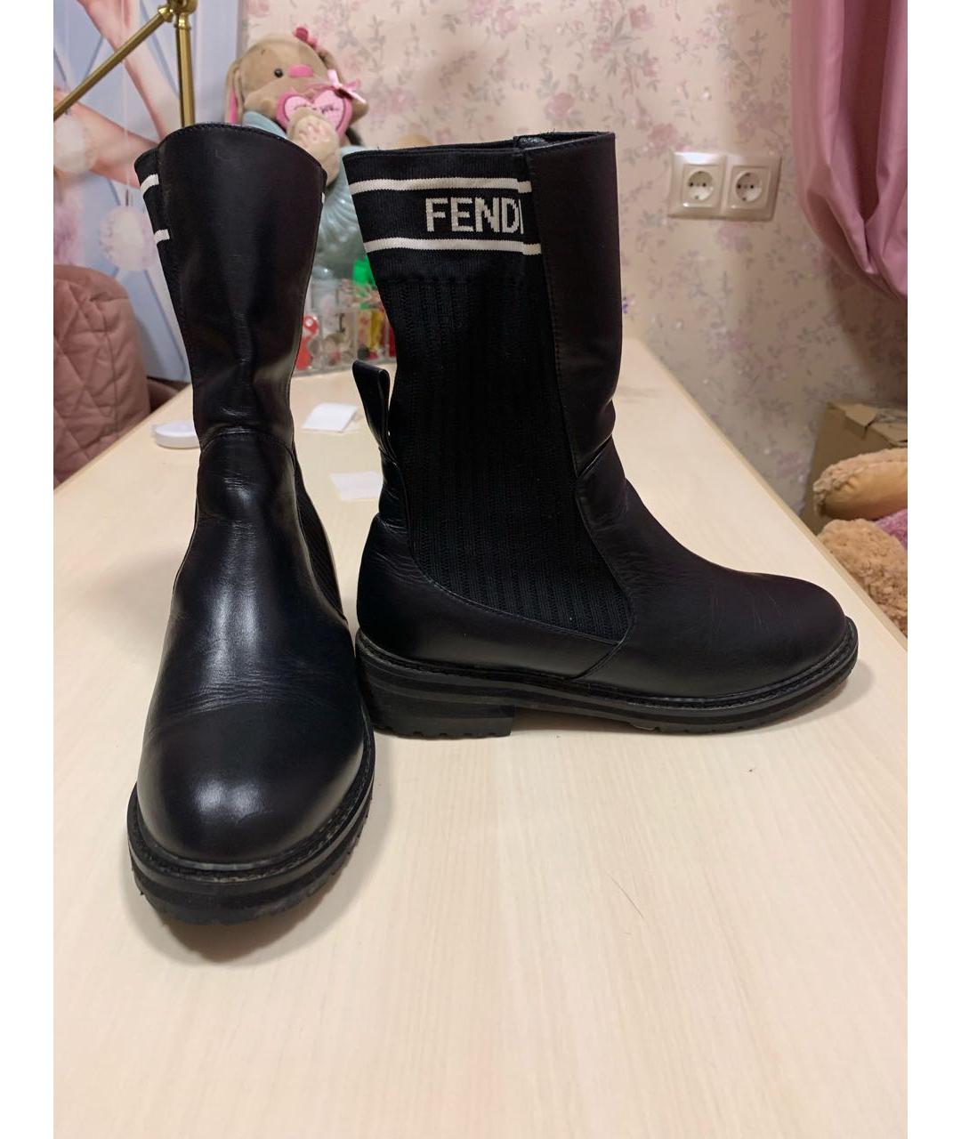 FENDI Черные кожаные ботинки, фото 7