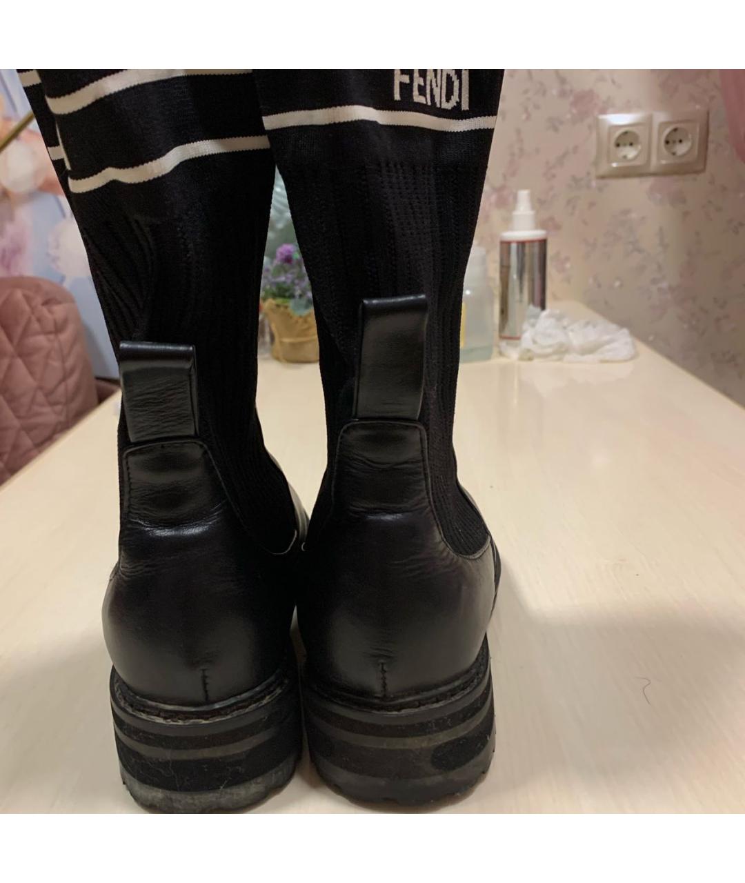 FENDI Черные кожаные ботинки, фото 4