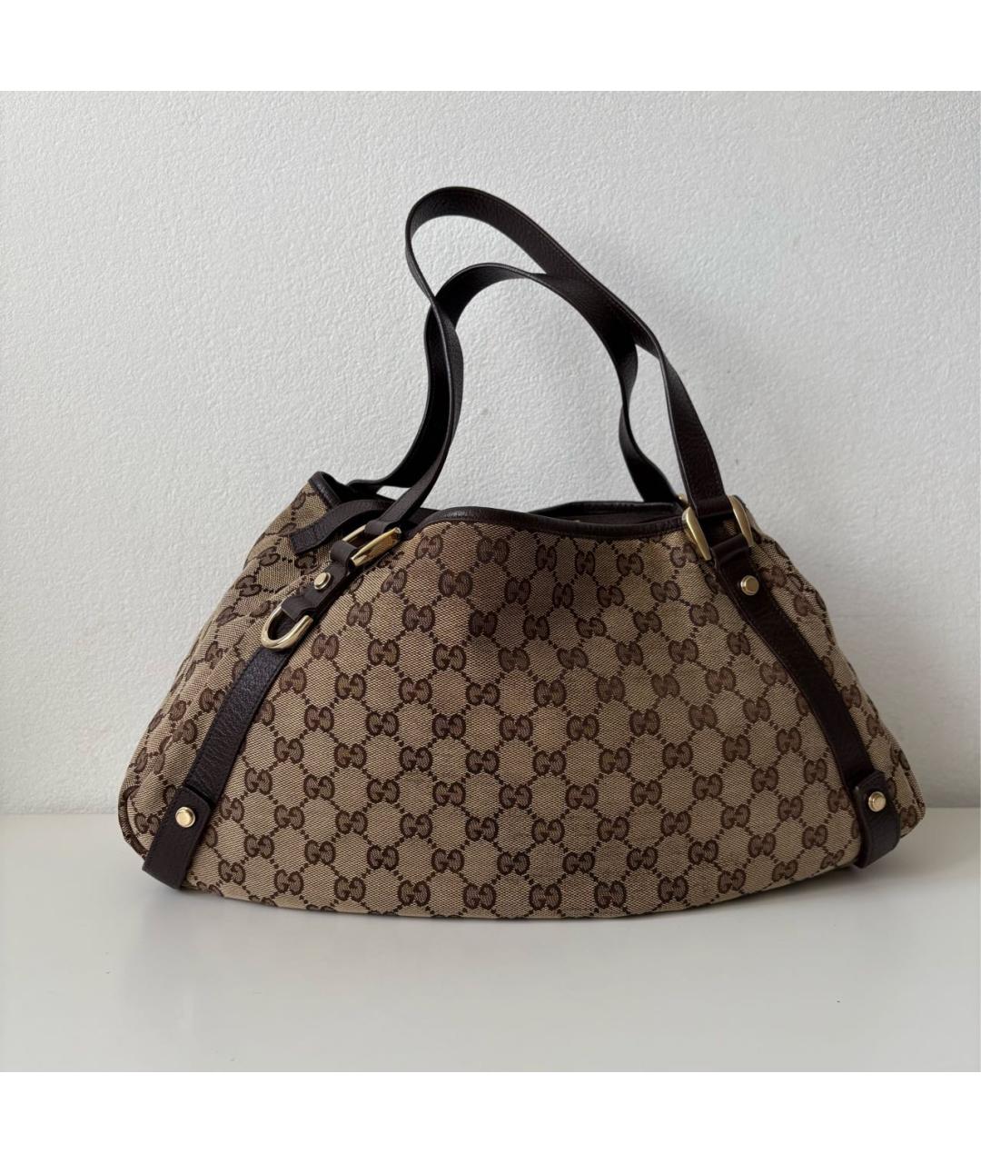 GUCCI Коричневая сумка тоут из канвы, фото 3