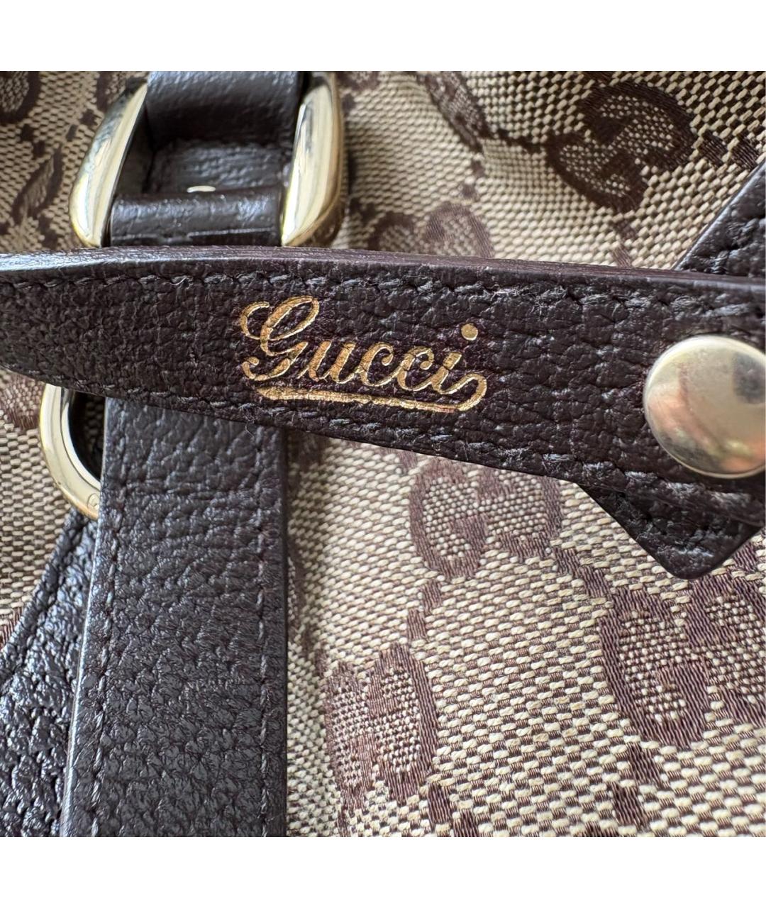 GUCCI Коричневая сумка тоут из канвы, фото 8