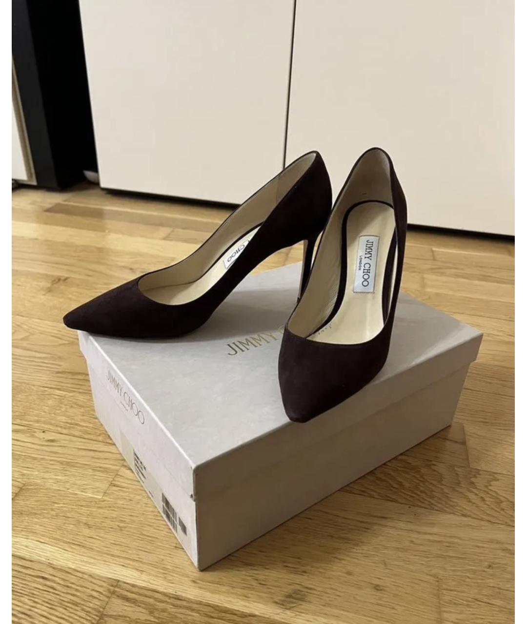 JIMMY CHOO Бордовые замшевые туфли, фото 3