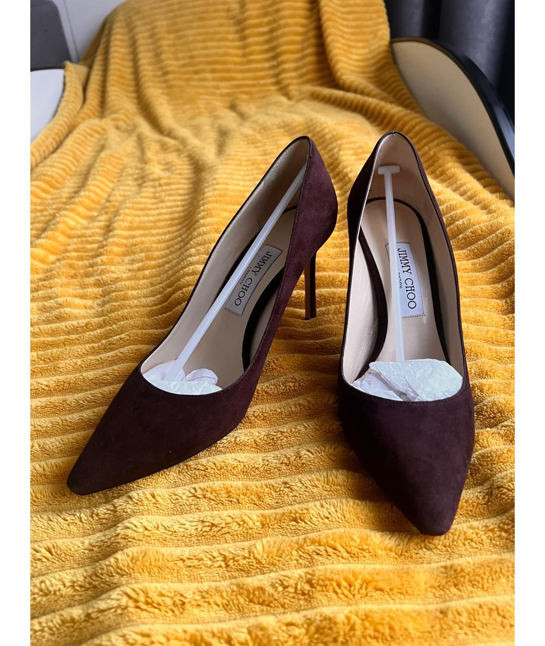 JIMMY CHOO Бордовые замшевые туфли, фото 2